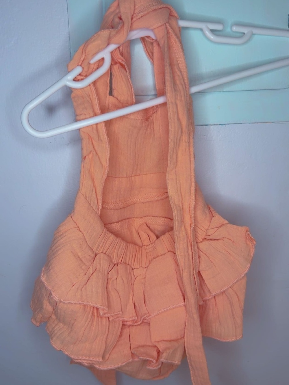 Girls Peach Ruffle One-Piece Swimsuit